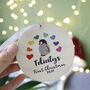 Rainbow Penguin First Christmas Wooden Decoration, thumbnail 5 of 5