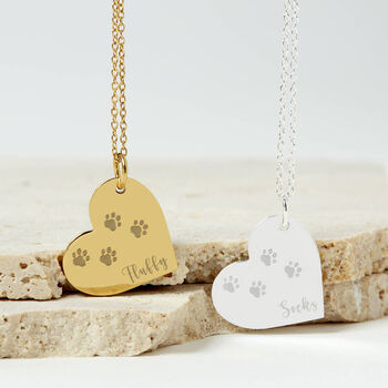 Personalised Cat Remembrance Gold Heart Necklace, 3 of 12