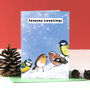 Seasons Tweetings Christmas Garden Birds Pun Card, thumbnail 1 of 6