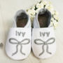 Personalised Silver Bow Christening Shoes, thumbnail 2 of 9