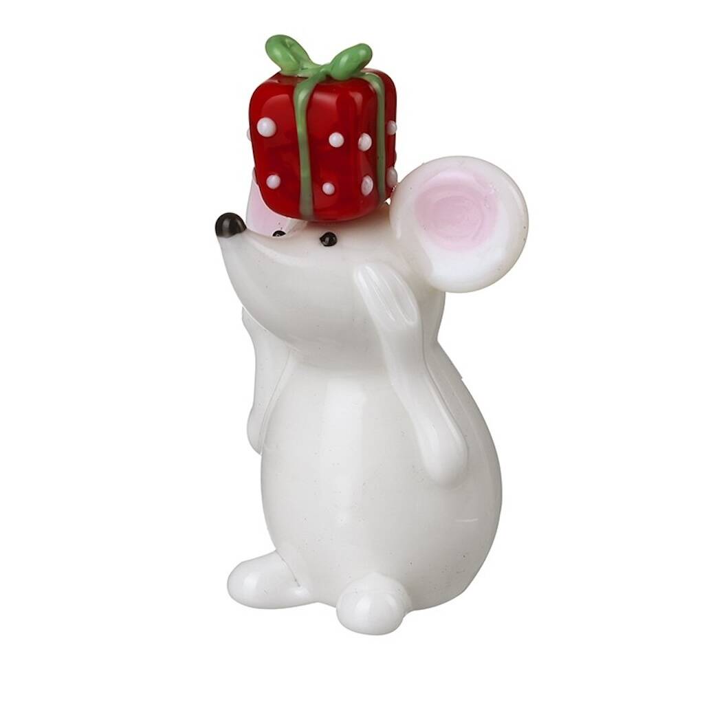 Hand Blown Glass Little Mouse With Gift