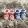 Knitted Tie Up Newborn Baby Booties, thumbnail 1 of 8