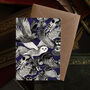 Parliament Of Owls Print Greetings Card Dark Background, thumbnail 1 of 3