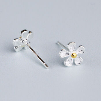 Sterling Silver Daisy Stud Earrings, 3 of 6