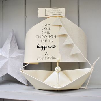 Personalised Engagement Paper Boat Card Keepsake, 2 of 12