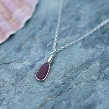 Cornish Sea Glass Pendant Rare Dark Purple, 6 of 6