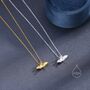 Sterling Silver Tiny Origami Crane Pendant Necklace, thumbnail 2 of 11