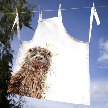 Inky Otter Luxury Canvas Apron, 2 of 4