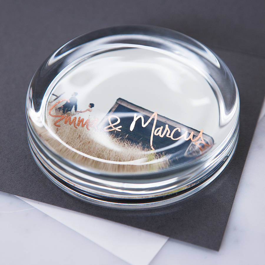 Personalised Wedding Photo And Message Paperweight By Clouds and