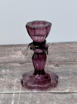 Purple Glass Candlestick, 11cm, 2 of 3