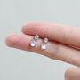 Sterling Silver Double Moonstone Dangle Earrings, thumbnail 2 of 12