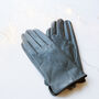 Soft Grey Leather Gloves With Stitching Detail, thumbnail 3 of 10