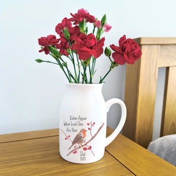 Personalised Robin Memorial Flower Vase, 7 of 8
