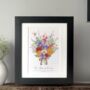 Birth Flowers Family Colourful Bouquet Print, thumbnail 1 of 4