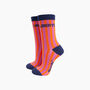 Liberte Stripes Combed Cotton Glitter Socks In Pink/Blue, thumbnail 1 of 4