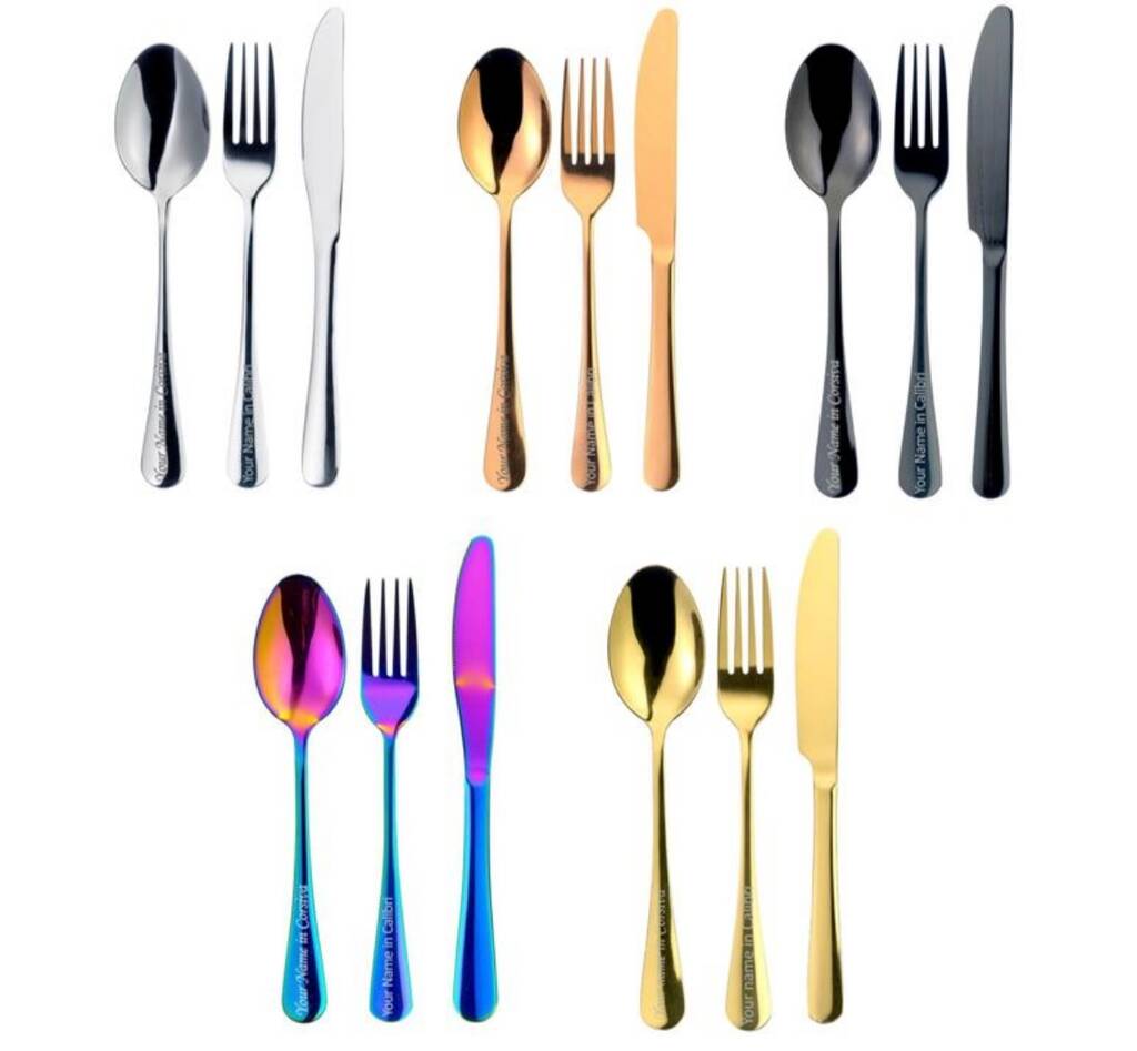 Stainless Steel Personalised Cutlery Three Piece Set, 1 of 11