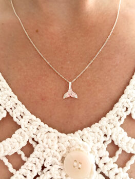 Sterling Silver Whale Tail Pendant Necklace, 7 of 9