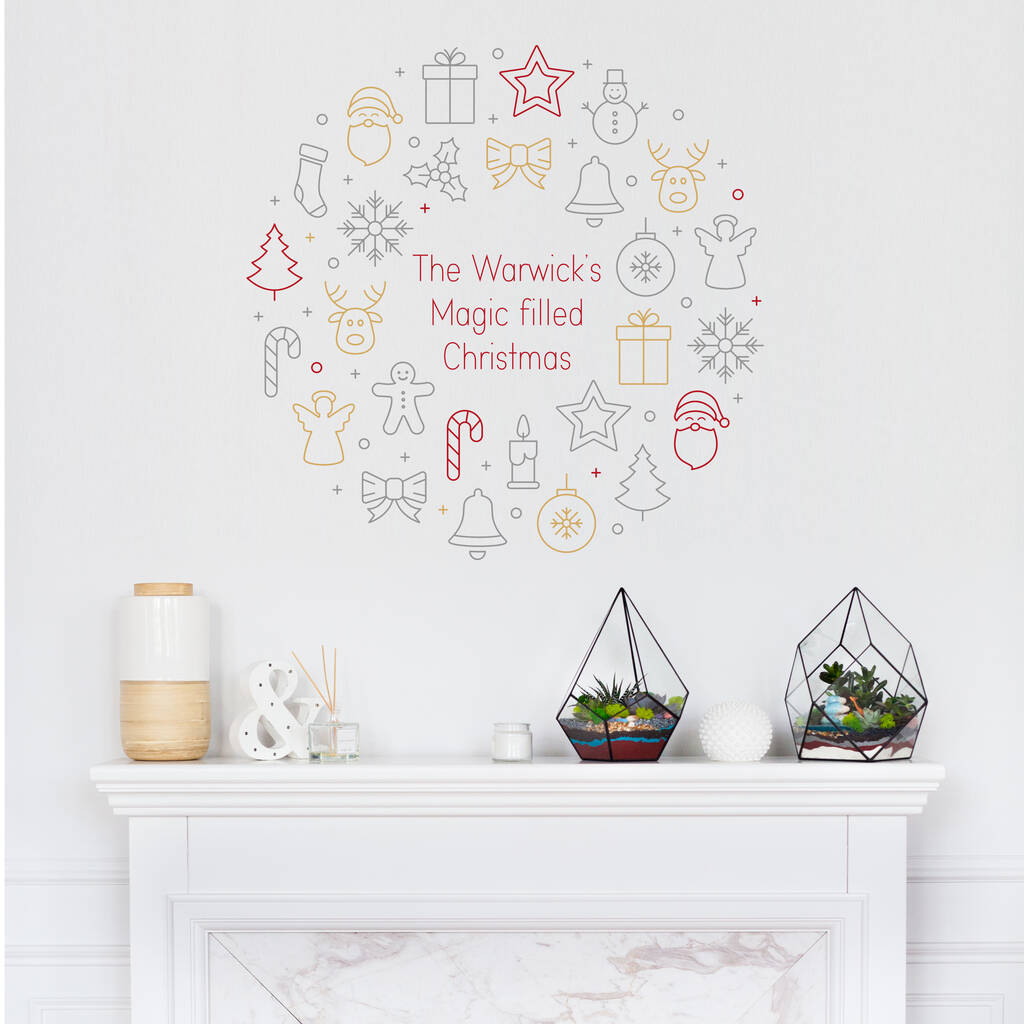 Personalised Christmas Wreath Wall Sticker
