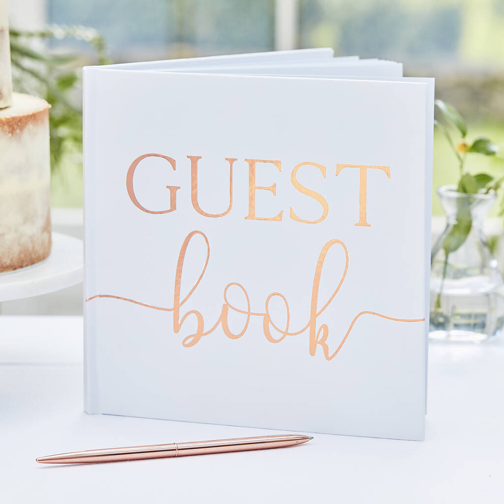 White Rose Gold Wedding Guest Book  By The Wedding  Of My 