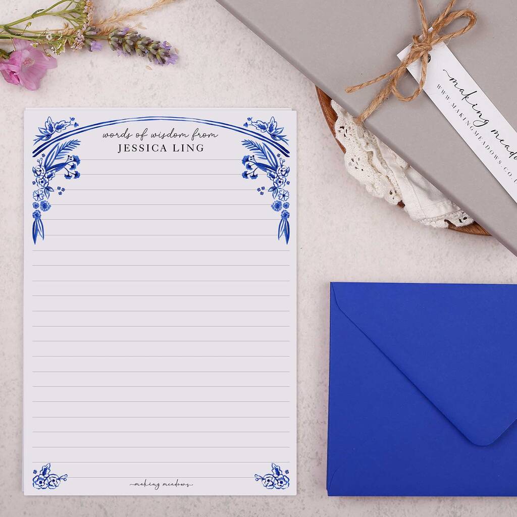 A5 Personalised Letter Writing Paper Oriental Florals By Making Meadows ...