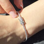 Pink Tourmaline Gemstone Silver Tennis Bracelet, thumbnail 3 of 5