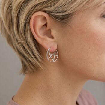 Oval Geometric Small Hoop Earrings, 2 of 7