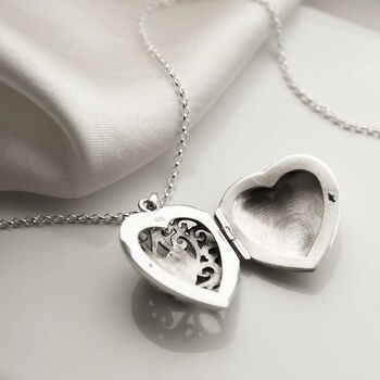 Sterling Silver Vintage Heart Locket Necklace, 3 of 9