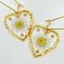 Heart Earrings With Daisies And Gold Beads, thumbnail 1 of 12