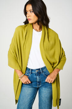 Olive Green 100% Cashmere Travel Wrap Shawl Gift Boxed, 5 of 9