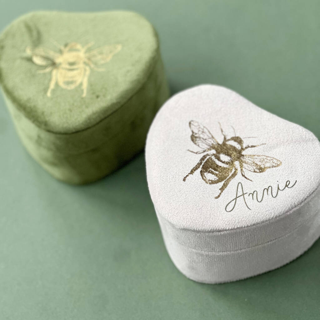 Personalised Heart Jewellery Box With Bee Design, 1 of 3