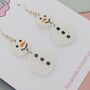 White Snowman Glitter Resin Christmas Earrings, thumbnail 2 of 4