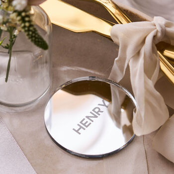 Personalised Circle Mirror Silver Wedding Place Setting, 4 of 4