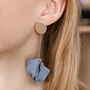 Royal Blue Rose Petal Long Drop Earrings, thumbnail 4 of 12