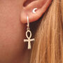 Ankh Charm Hoop Earrings In Silver Or Gold, thumbnail 3 of 6