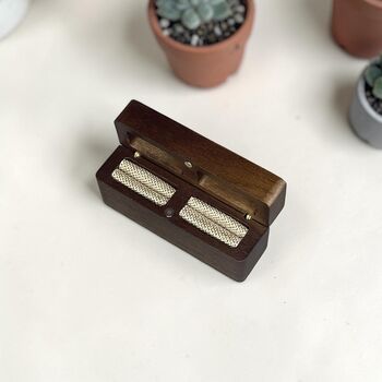 Personalised Dark Wood Ring Box For Weddings, 2 of 8