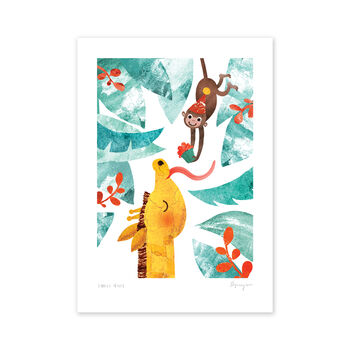 Giraffe And Monkey A4 Recycled Art Print, 3 of 5