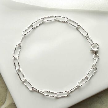 Sterling Silver Sparkling Paperclip Bracelet, 3 of 5