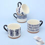G Decor Set Of Four Milo Ceramic Navy Blue Mugs, thumbnail 2 of 6