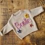 Personalised Hand Embroidered 'Bestie' Knit Jumper, thumbnail 1 of 3