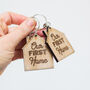 Our First Home Engraved Wooden Oak Keyring Set, thumbnail 3 of 7