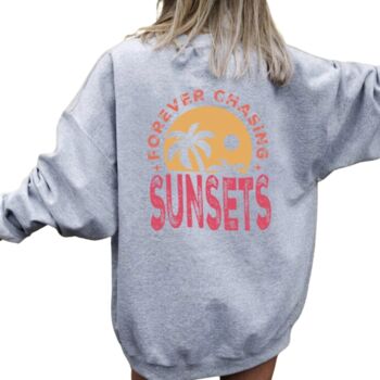 'Chasing Sunsets' Pink Sweatshirt – Relaxed Summer Style, 5 of 6