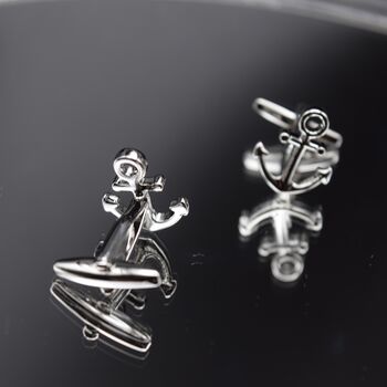 Anchor Cufflinks Nautical Silver Cufflinks For Men Maritime Gift Idea, 3 of 6