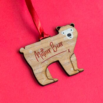 Personalised Walnut Wood Christmas Bear Decoration, 3 of 3