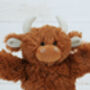 Scottish Highland Brown Cow Hand Puppet + Gift Bag, thumbnail 5 of 6