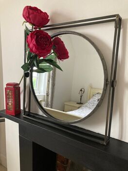 47cm Industrial Style Round Metal Wall Mirror Wall Mounted, 6 of 7