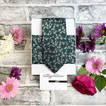 Dark Green Leaves Wedding Tie Set, 2 of 6