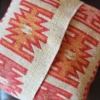 Turkish Kilim Orange Diamond Cushion, 5 of 12