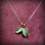 Holly With Berries Christmas Necklace, Silver Plated, thumbnail 1 of 4