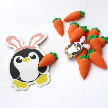 Pengbunny Enamel Penguin Pin Badge With Bunny Ears, 3 of 12