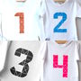 Kids Long Sleeve White Birthday Geometric T Shirt, thumbnail 2 of 4